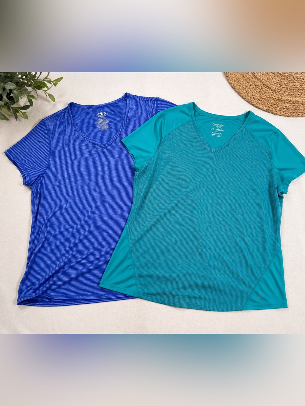 Athletic Works + Danskin Now 2X XXL Activewear Bundle Blue Dri-More Workout Tops